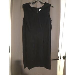 Studio C Plus Black Sleeveless V Neck Sheath Dress, Women's Size 18W, Faux Suede